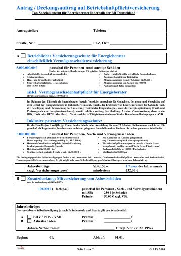 Antrag / Deckungsauftrag auf ... - MAKSI GmbH