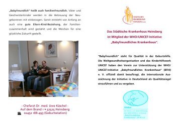 Chefarzt Dr. med. Uwe Käschel - Städtischen Krankenhaus Heinsberg