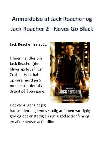 Anmeldelse af Jack Reacher og Jack Reacher 2 Never Go Black