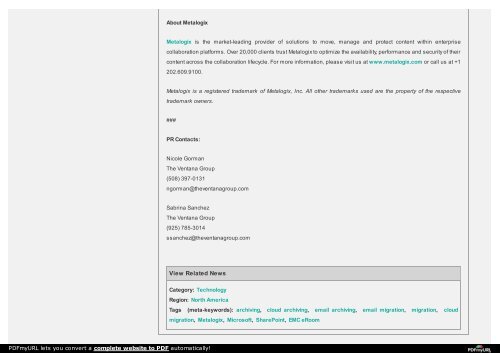 Metalogix Selected by Now Business Intelligence to Simplify the Migration of a Large Federal Systems Integrator's Complex Collaboration Environment