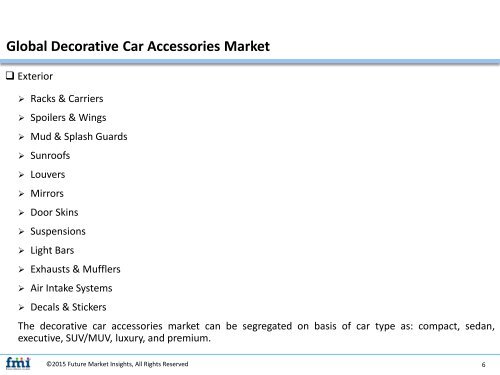 Decorative Car Accessories Market Revenue, Opportunity, Forecast and Value Chain 2016-2026