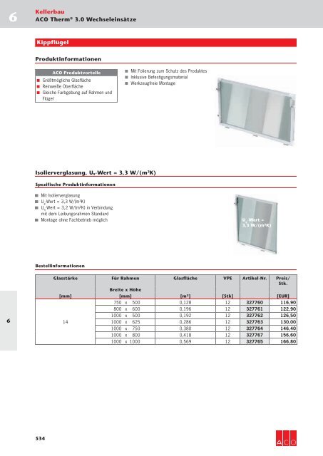 ACO Preisliste 2017 Kellerbau