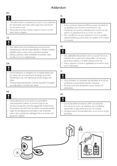 Philips &Eacute;coute-b&eacute;b&eacute; HD sans fil In.Sight - Addenda manuel d'utilisation - CES