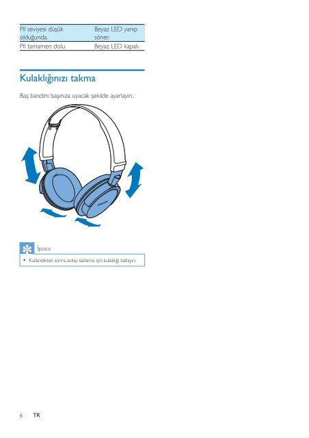 Philips Casque Bluetooth&reg; sans fil - Mode d&rsquo;emploi - TUR