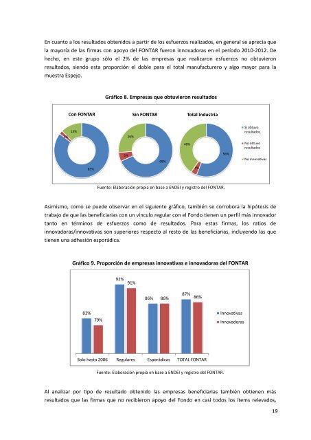 DIFERENCIALES QUE EXHIBEN LAS EMPRESAS BENEFICIARIAS DEL FONTAR