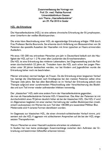 Zusammenfassung des Vortrags von Prof. Dr. med. Mathias Rummel ...