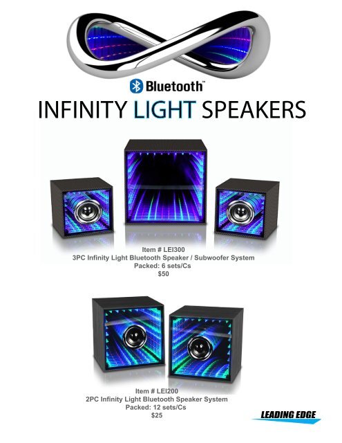 3pc infinity light bluetooth speaker system with subwoofer