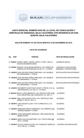 BOLETIN 191 SAN QUINTIN 15 DE NOVIEMBRE DEL 2016