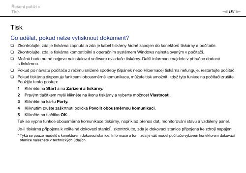 Sony VPCS13C5E - VPCS13C5E Istruzioni per l'uso Ceco