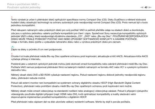 Sony VPCS13C5E - VPCS13C5E Istruzioni per l'uso Ceco