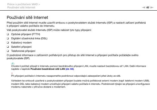 Sony VPCS13C5E - VPCS13C5E Istruzioni per l'uso Ceco