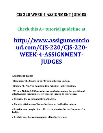 CJS 220 WEEK 4 ASSIGNMENT JUDGES