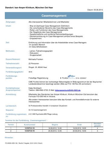 Casemanagement - Klinikum München-Ost