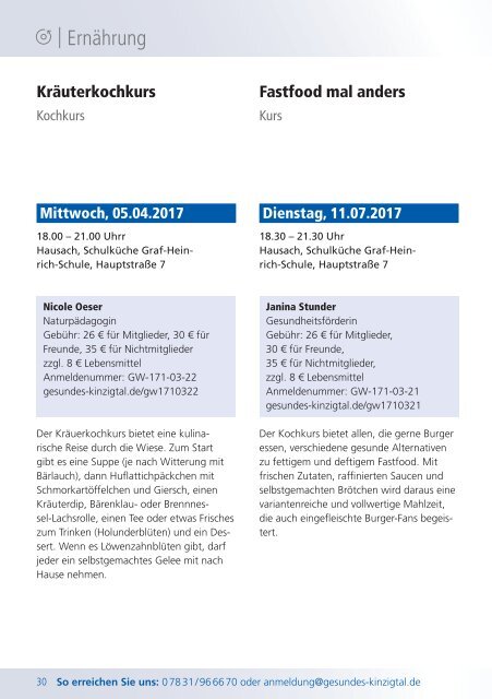 Gesundes Kinzigtal: Unser Angebot - Erstes Halbjahr (2017-1)