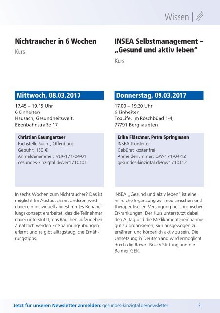 Gesundes Kinzigtal: Unser Angebot - Erstes Halbjahr (2017-1)