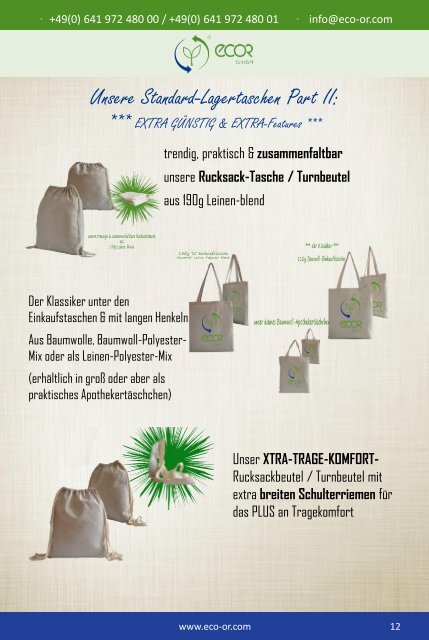 Angebots-Taschen, Turnbeutel & Individualproduktionen