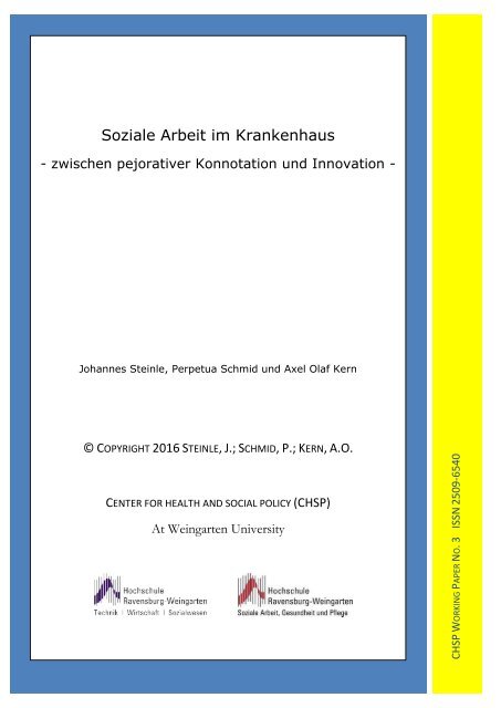 CHPS Working Paper No 3 Krankenhaus und Soziale Arbeit_