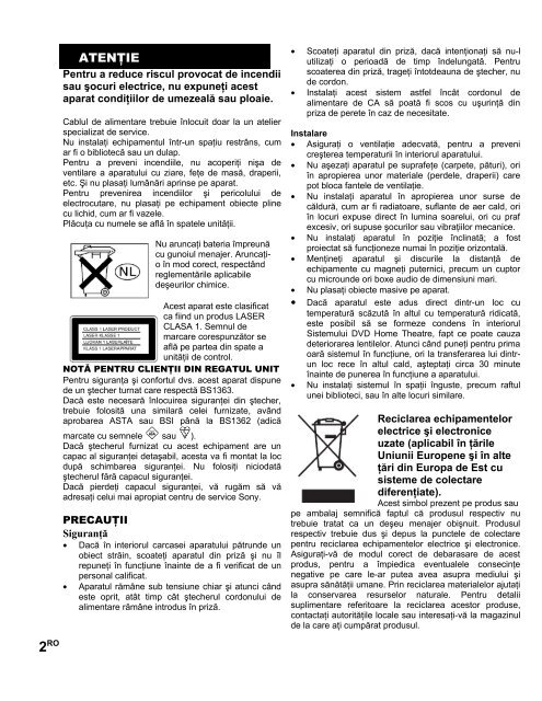 Sony DAV-X1G - DAV-X1G Istruzioni per l'uso Rumeno