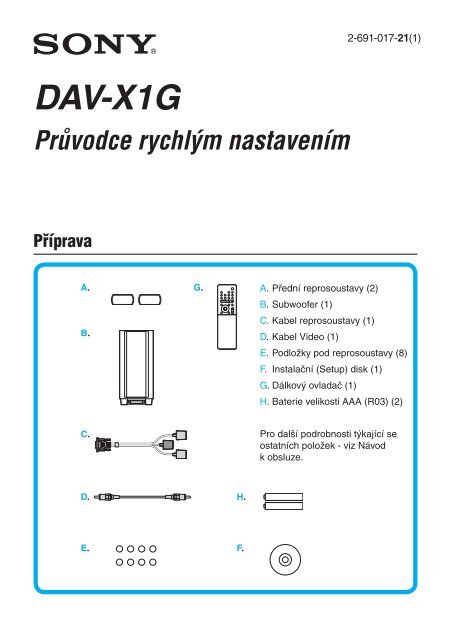 Sony DAV-X1G - DAV-X1G Istruzioni per l'uso Ceco