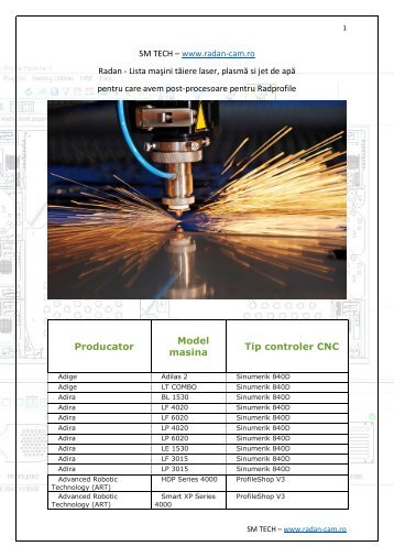 Producator Model masina Tip controler CNC