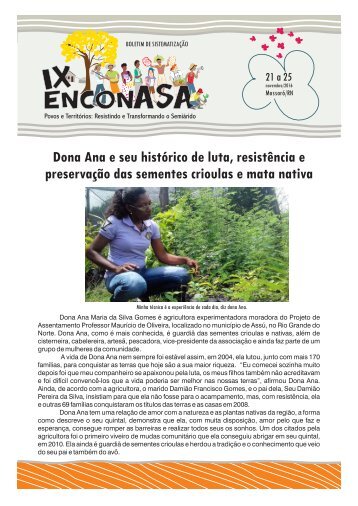 Boletim IX Enconasa - Dona Ana (assentamento Mauricio Oliveira)
