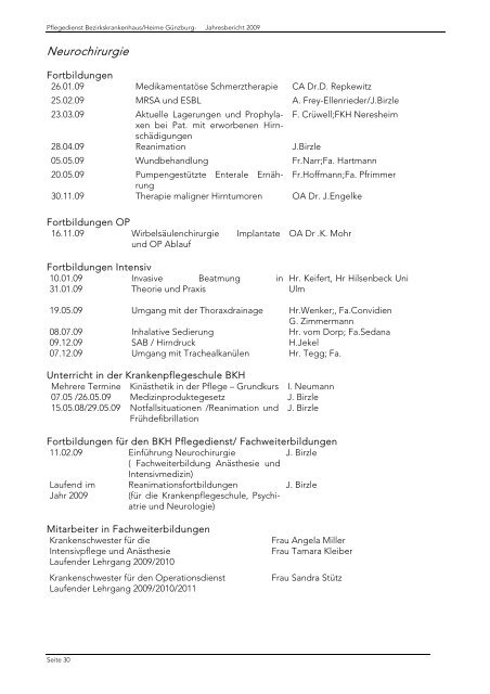 Jahresbericht 2009 - Bezirkskrankenhaus Günzburg