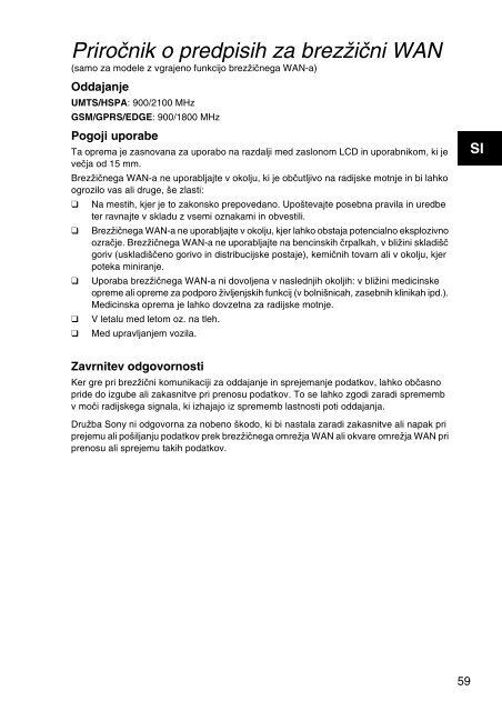 Sony SVE1511N1E - SVE1511N1E Documenti garanzia Croato