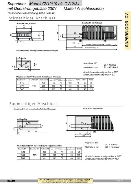 Superfloor - Modell CV12/19 bis CV12/34 mit ... - Kalor