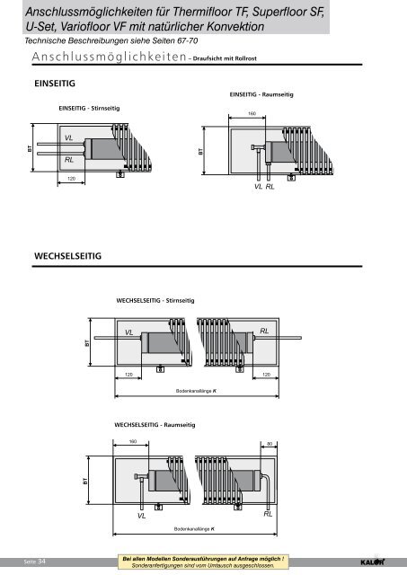 Anschlussmöglichkeiten für Thermifloor TF, Superfloor SF, U ... - Kalor