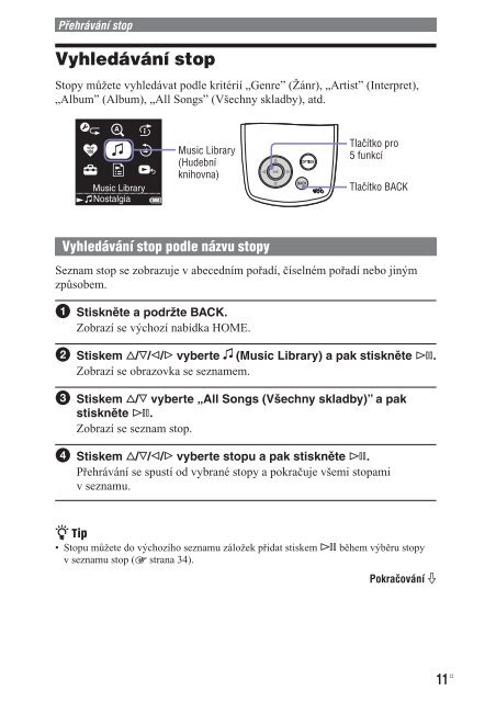 Sony NW-A1200 - NW-A1200 Istruzioni per l'uso Ceco