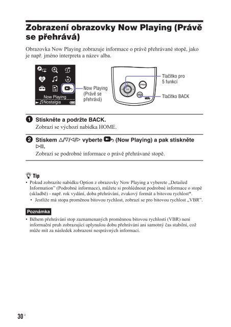 Sony NW-A1200 - NW-A1200 Istruzioni per l'uso Ceco