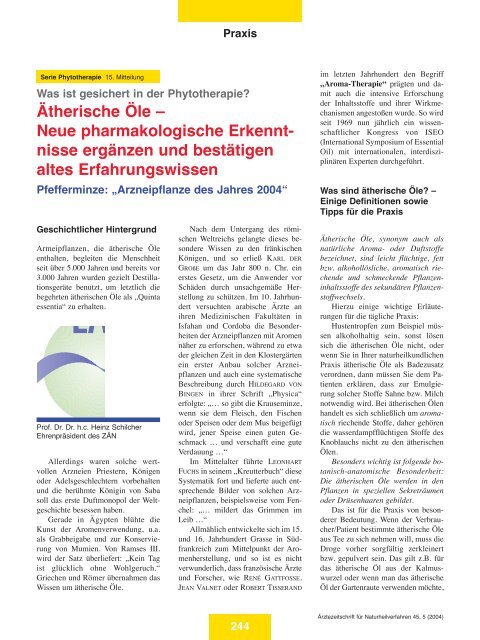 Ätherische Öle – Neue pharmakologische Erkennt - Zentralverband ...
