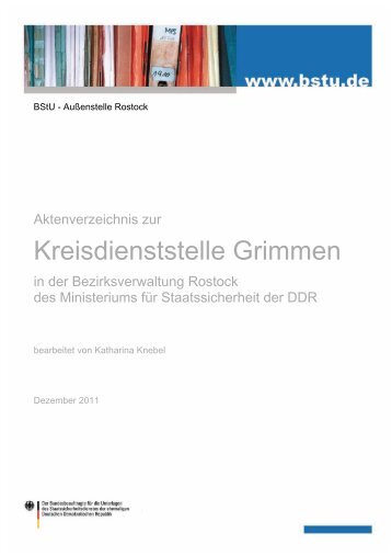 Aktenverzeichnis zur Kreisdienststelle Grimmen in der - BStU