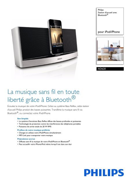 Philips Station d'accueil avec Bluetooth&reg; - Fiche Produit - FRA