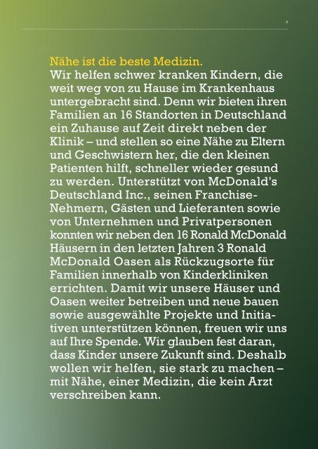 Jahresbericht 2010 - McDonald's Kinderhilfe Stiftung