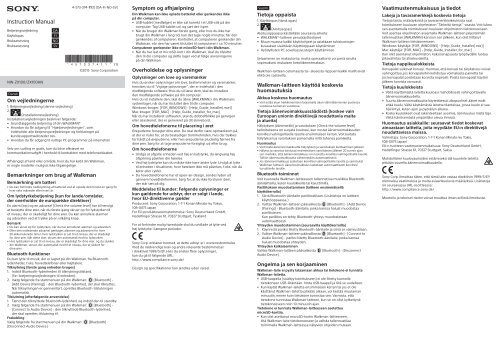 Sony NW-ZX100 - NW-ZX100 Istruzioni per l'uso Finlandese
