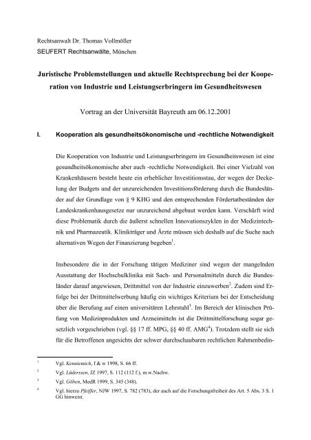 Juristische Problemstellungen und aktuelle Rechtsprechung bei der ...