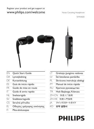 Philips Casque avec suppression du bruit - Guide de mise en route - FIN