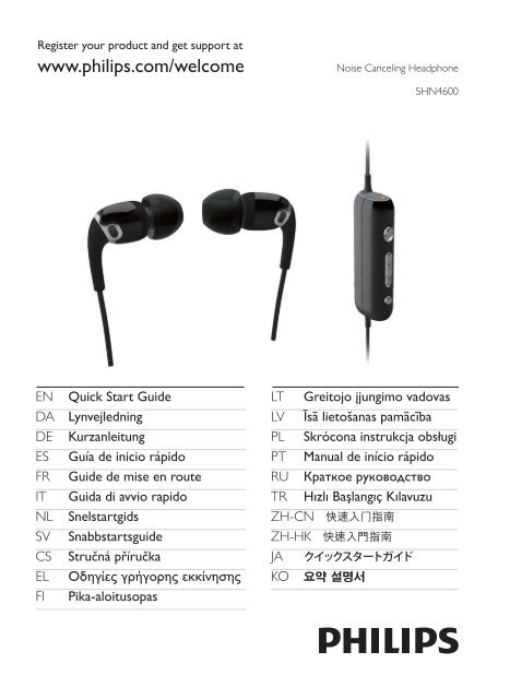 Philips Casque avec suppression du bruit - Guide de mise en route - TUR