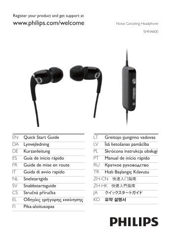 Philips Casque avec suppression du bruit - Guide de mise en route - DAN