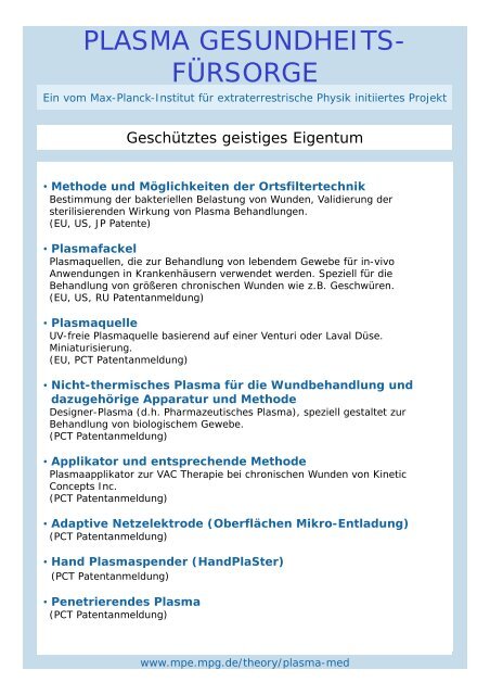 Oberflächen Mikro-Entladung - Max Planck Institut für ...