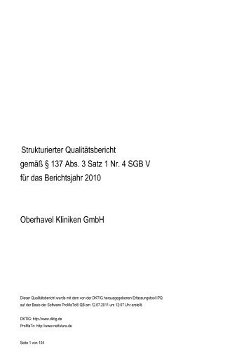 Strukturierter Qualitätsbericht - Oberhavel Kliniken GmbH