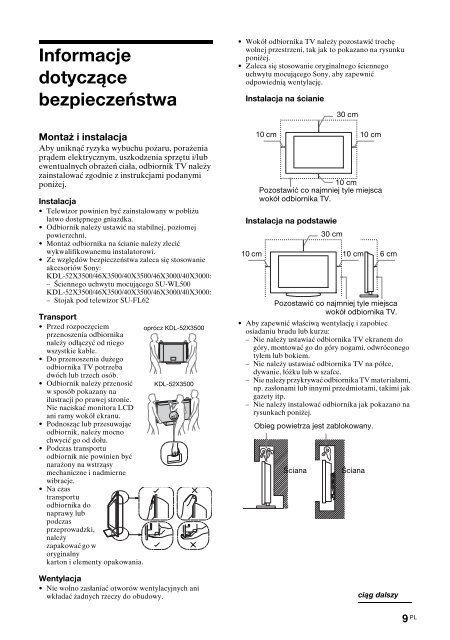 Sony KDL-52X3500 - KDL-52X3500 Istruzioni per l'uso Polacco