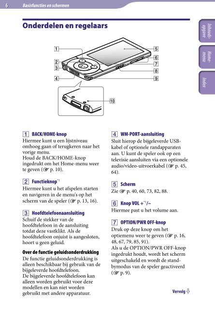 Sony NWZ-A846 - NWZ-A846 Istruzioni per l'uso Olandese