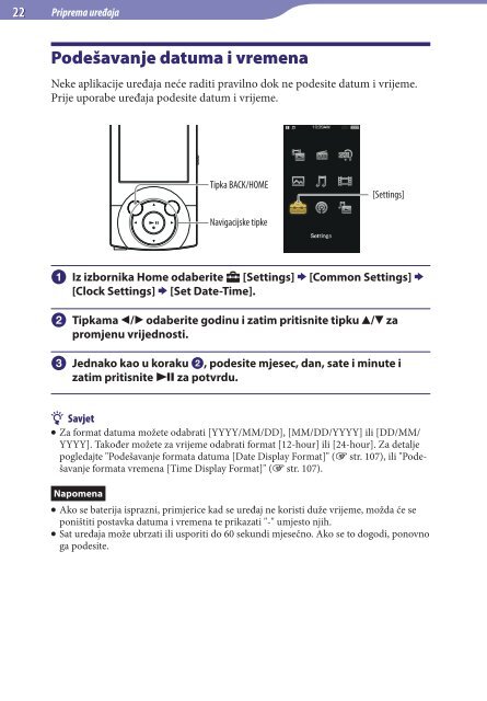 Sony NWZ-A846 - NWZ-A846 Istruzioni per l'uso Croato