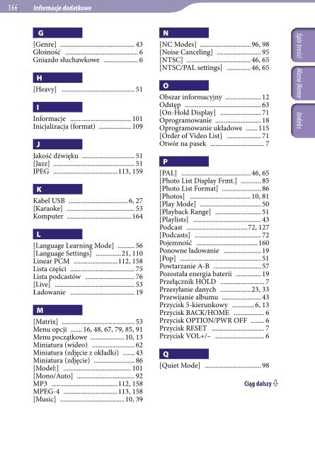 Sony NWZ-A846 - NWZ-A846 Istruzioni per l'uso Polacco