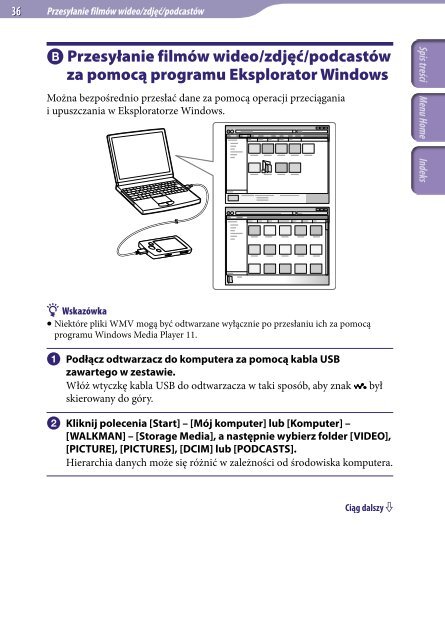 Sony NWZ-A846 - NWZ-A846 Istruzioni per l'uso Polacco