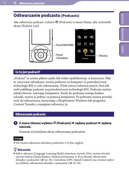 Sony NWZ-A846 - NWZ-A846 Istruzioni per l'uso Polacco