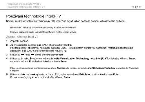 Sony VPCEB4X8E - VPCEB4X8E Istruzioni per l'uso Ceco