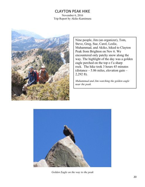 The Monthly Publication of The Wasatch Mountain Club DECEMBER 2016